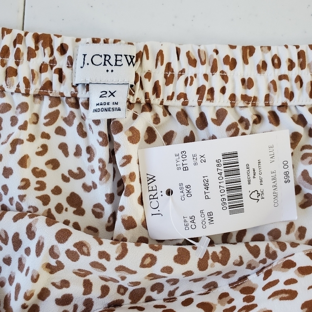 J. Crew Plus Size Satin Midi Slip Skirt 2X Animal Print Spring Stretch Waist NEW - Picture 8 of 11